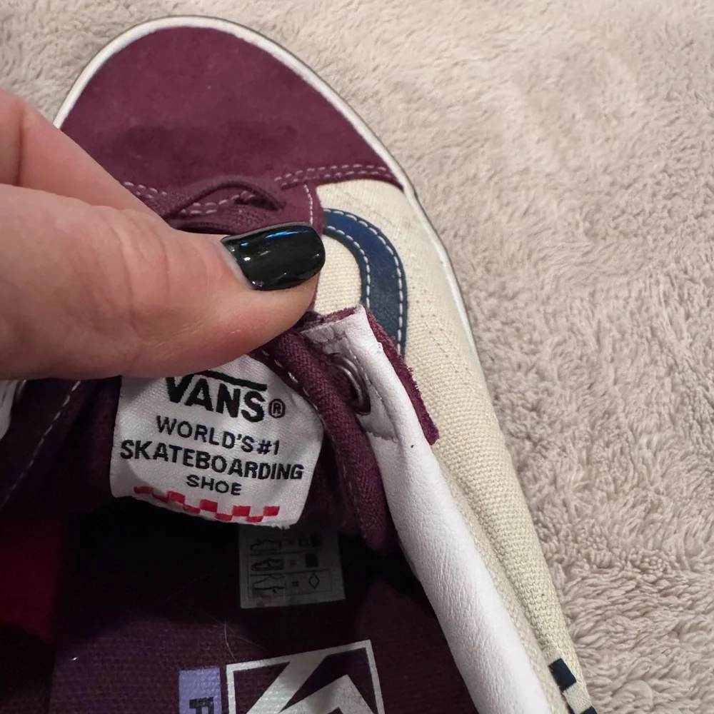 Vans Burgundy and Cream Men's Pop Crush Old Skool Skater Sneakers Men’s size 7 - Picture 10 of 13